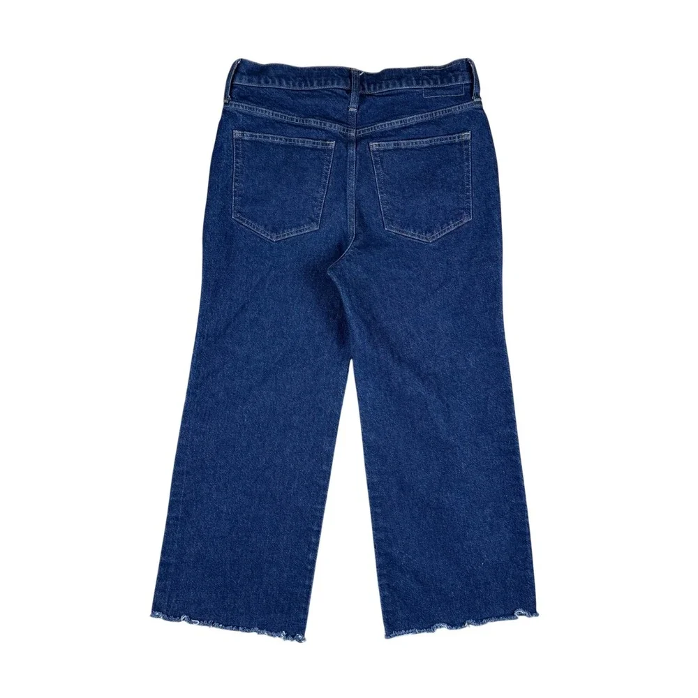 J.Crew '96 Slim Wide Leg‎ Cropped Women's Jeans Size 30 Blue High Rise Raw Hem